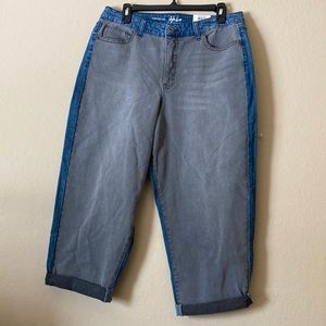 Style & co two tone classic curved leg denim crop jeans